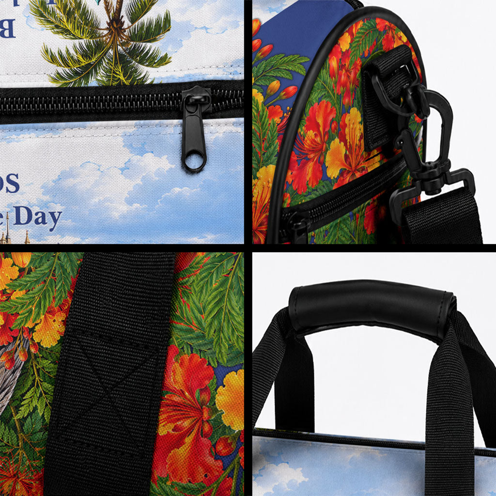 Barbados Independence Day Pelican Duffle Bag Patriotic Tropical Island Scenery And Exotic Flowers
