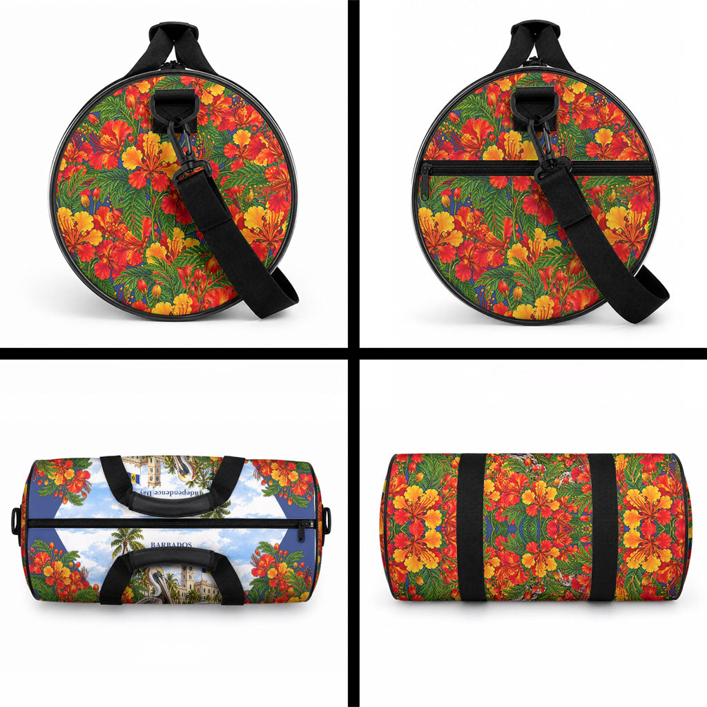 Barbados Independence Day Pelican Duffle Bag Patriotic Tropical Island Scenery And Exotic Flowers