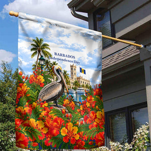 Barbados Independence Day Pelican Garden Flag Patriotic Tropical Island Scenery And Exotic Flowers