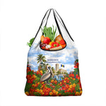 Barbados Independence Day Pelican Grocery Bag Patriotic Tropical Island Scenery And Exotic Flowers