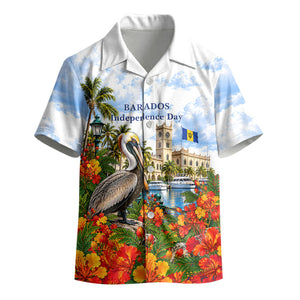 Barbados Independence Day Pelican Kid Hawaiian Shirt Patriotic Tropical Island Scenery And Exotic Flowers