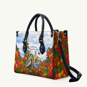 Barbados Independence Day Pelican Leather Bag Patriotic Tropical Island Scenery And Exotic Flowers