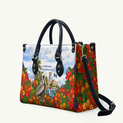Barbados Independence Day Pelican Leather Bag Patriotic Tropical Island Scenery And Exotic Flowers
