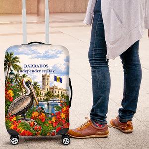 Barbados Independence Day Pelican Luggage Cover Patriotic Tropical Island Scenery And Exotic Flowers