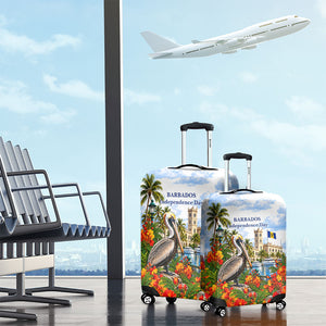 Barbados Independence Day Pelican Luggage Cover Patriotic Tropical Island Scenery And Exotic Flowers