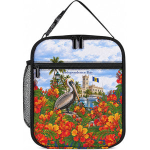 Barbados Independence Day Pelican Lunch Bag Patriotic Tropical Island Scenery And Exotic Flowers