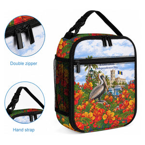 Barbados Independence Day Pelican Lunch Bag Patriotic Tropical Island Scenery And Exotic Flowers