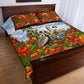 Barbados Independence Day Pelican Quilt Bed Set Patriotic Tropical Island Scenery And Exotic Flowers