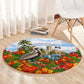 Barbados Independence Day Pelican Round Carpet Patriotic Tropical Island Scenery And Exotic Flowers