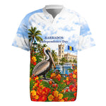 Barbados Independence Day Pelican Rugby Jersey Patriotic Tropical Island Scenery And Exotic Flowers