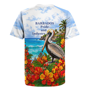 Barbados Independence Day Pelican Rugby Jersey Patriotic Tropical Island Scenery And Exotic Flowers