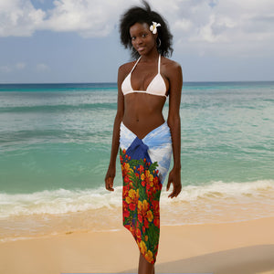 Barbados Independence Day Pelican Sarong Patriotic Tropical Island Scenery And Exotic Flowers