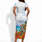 Barbados Independence Day Pelican Short Sleeve Bodycon Dress Patriotic Tropical Island Scenery And Exotic Flowers