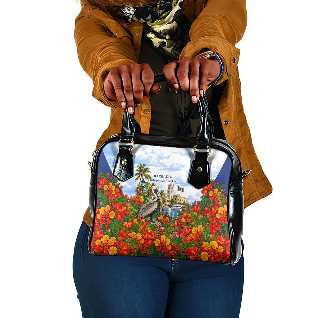 Barbados Independence Day Pelican Shoulder Handbag Patriotic Tropical Island Scenery And Exotic Flowers