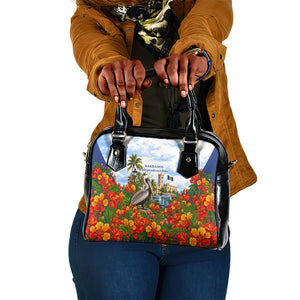 Barbados Independence Day Pelican Shoulder Handbag Patriotic Tropical Island Scenery And Exotic Flowers