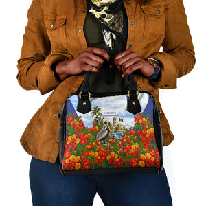 Barbados Independence Day Pelican Shoulder Handbag Patriotic Tropical Island Scenery And Exotic Flowers