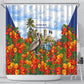 Barbados Independence Day Pelican Shower Curtain Patriotic Tropical Island Scenery And Exotic Flowers