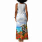 Barbados Independence Day Pelican Tank Maxi Dress Patriotic Tropical Island Scenery And Exotic Flowers