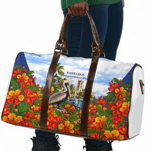 Barbados Independence Day Pelican Travel Bag Patriotic Tropical Island Scenery And Exotic Flowers