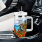 Barbados Independence Day Pelican Tumbler With Handle Patriotic Tropical Island Scenery And Exotic Flowers