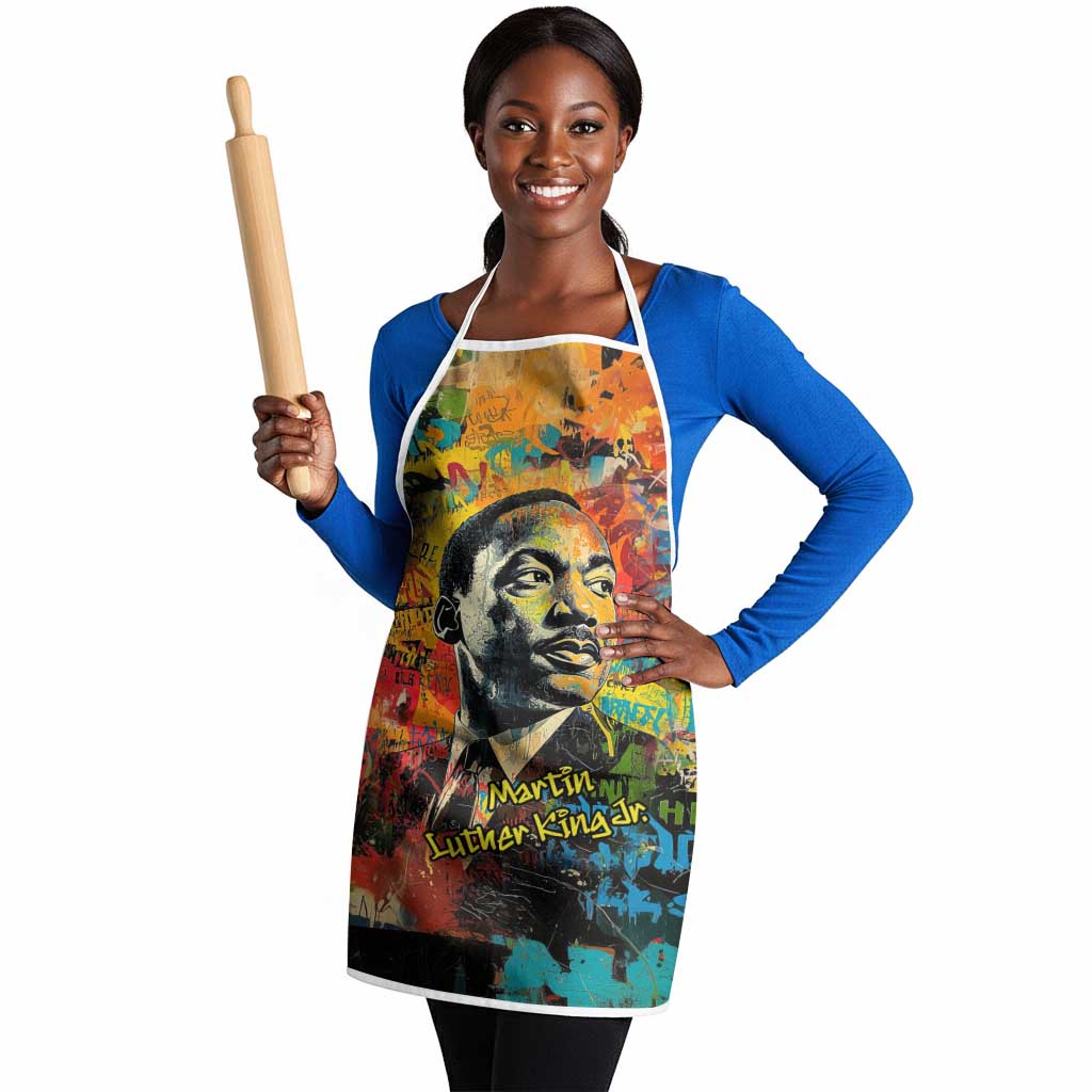 Martin Luther King Jr Apron Colorful Street Art Portrait Black History Graffiti Style - African Pride