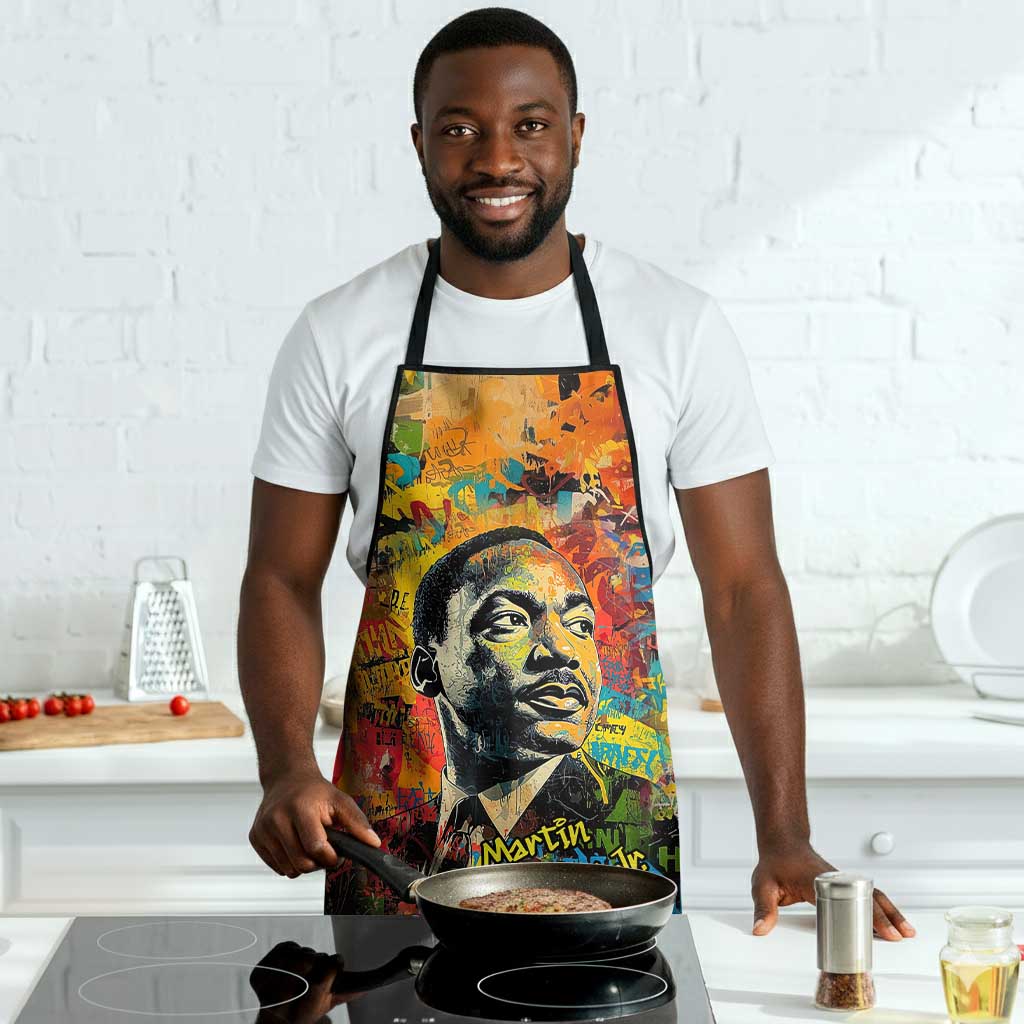 Martin Luther King Jr Apron Colorful Street Art Portrait Black History Graffiti Style - African Pride