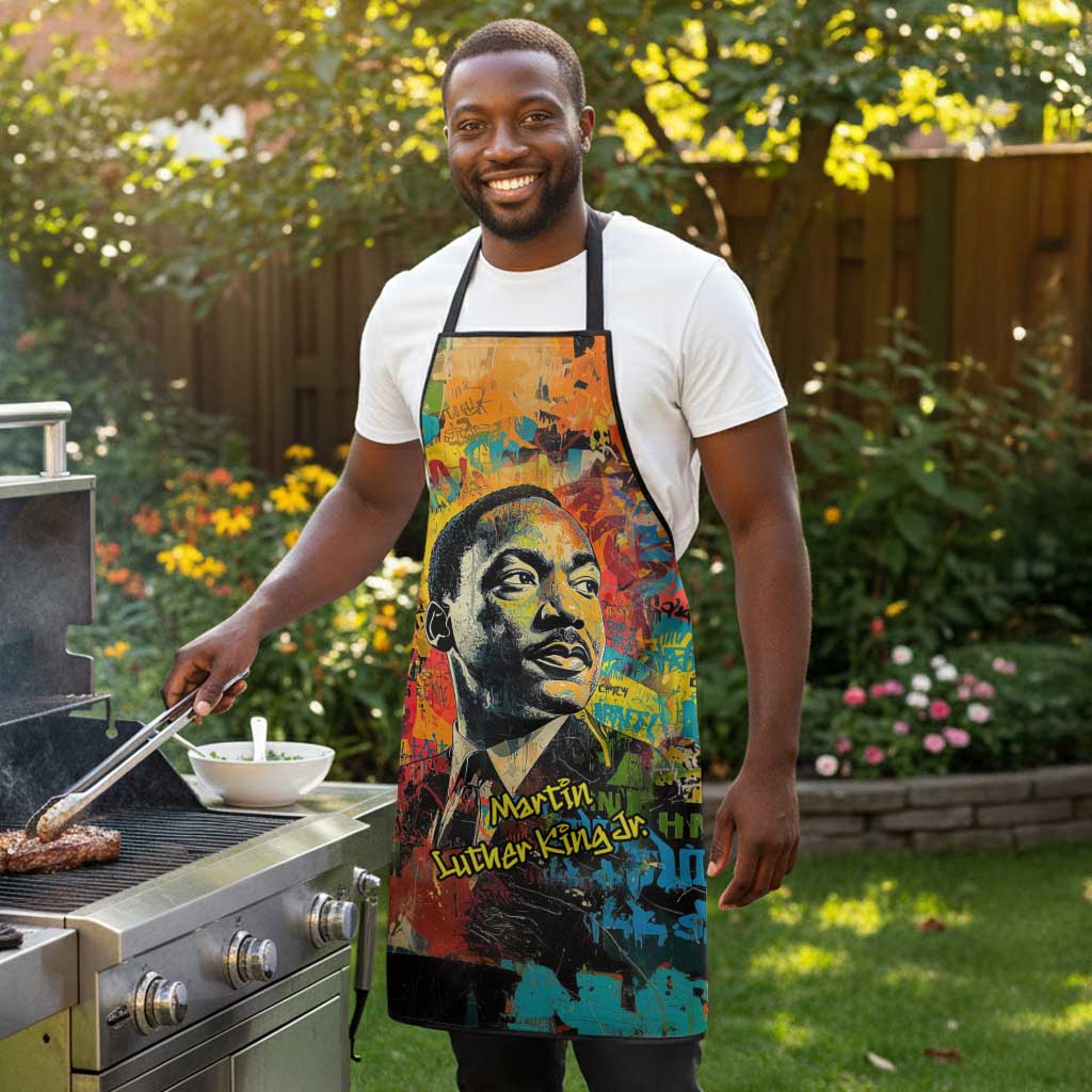 Martin Luther King Jr Apron Colorful Street Art Portrait Black History Graffiti Style - African Pride