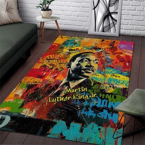 Martin Luther King Jr Area Rug Colorful Street Art Portrait Black History Graffiti Style - African Pride