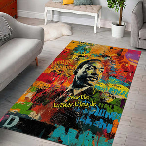 Martin Luther King Jr Area Rug Colorful Street Art Portrait Black History Graffiti Style - African Pride