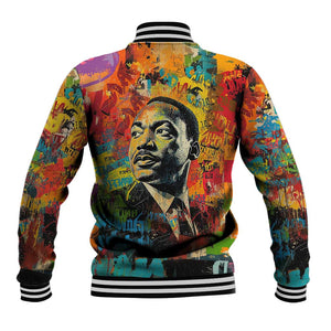 Martin Luther King Jr Baseball Jacket Colorful Street Art Portrait Black History Graffiti Style - African Pride
