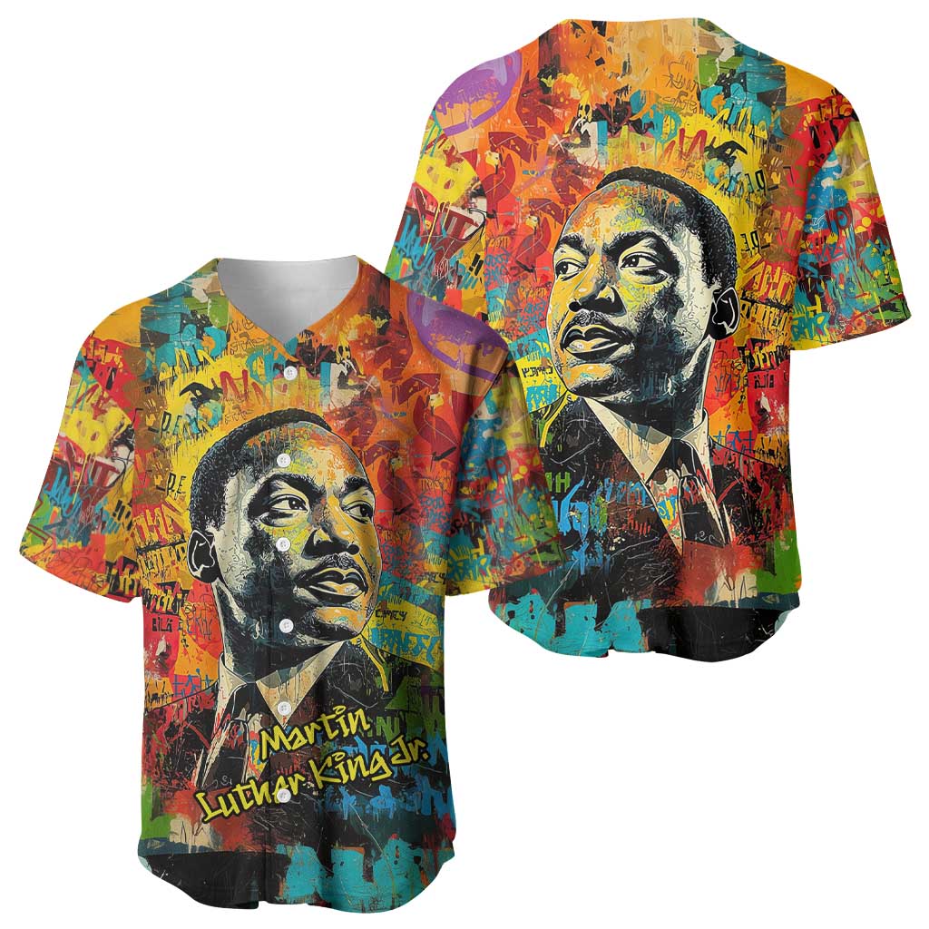 Martin Luther King Jr Baseball Jersey Colorful Street Art Portrait Black History Graffiti Style TS04