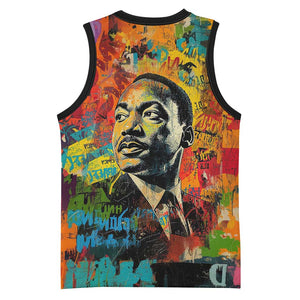 Martin Luther King Jr Basketball Jersey Colorful Street Art Portrait Black History Graffiti Style - African Pride