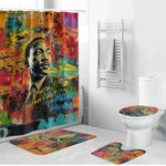 Martin Luther King Jr Bathroom Set Colorful Street Art Portrait Black History Graffiti Style - African Pride