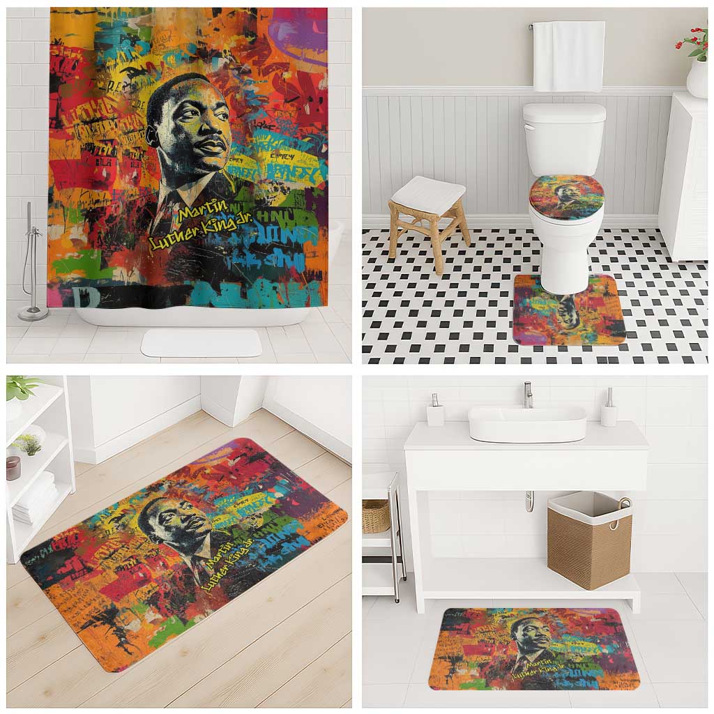 Martin Luther King Jr Bathroom Set Colorful Street Art Portrait Black History Graffiti Style - African Pride