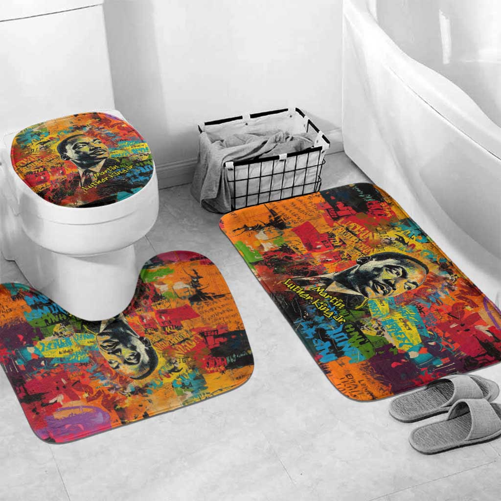 Martin Luther King Jr Bathroom Set Colorful Street Art Portrait Black History Graffiti Style - African Pride