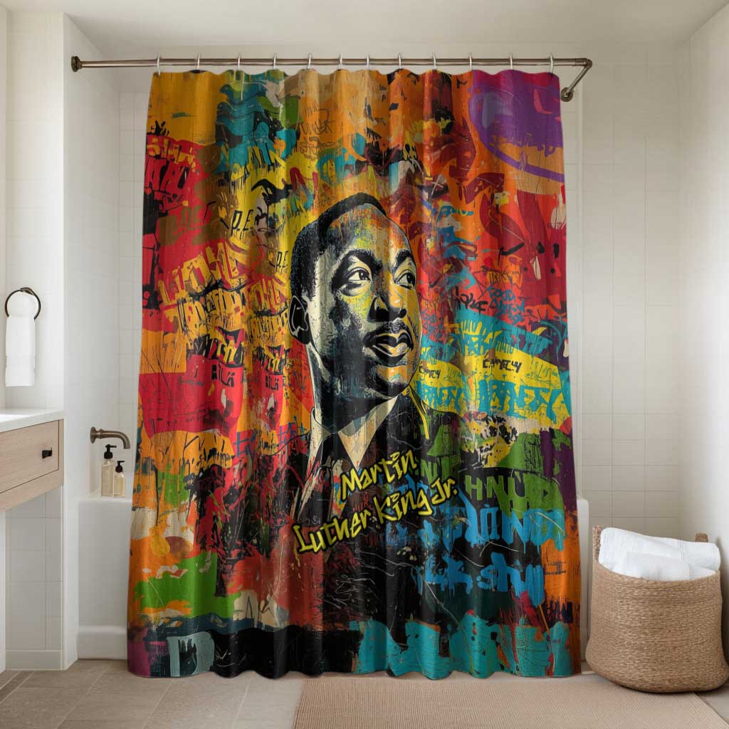 Martin Luther King Jr Bathroom Set Colorful Street Art Portrait Black History Graffiti Style - African Pride