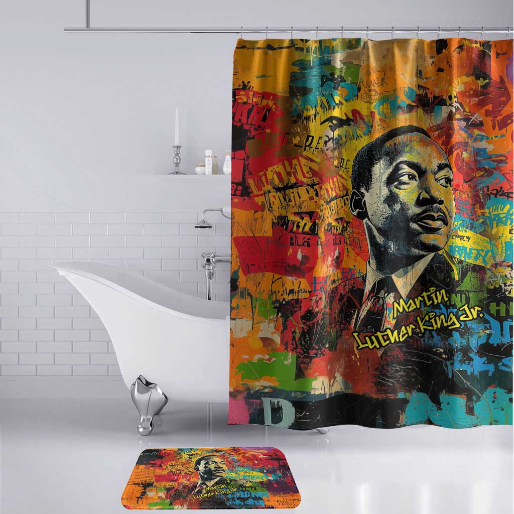 Martin Luther King Jr Bathroom Set Colorful Street Art Portrait Black History Graffiti Style - African Pride