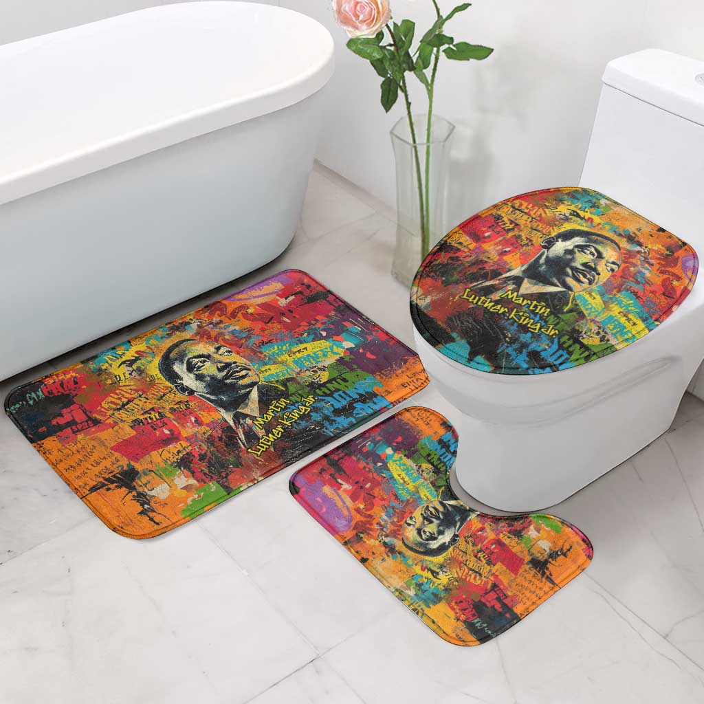 Martin Luther King Jr Bathroom Set Colorful Street Art Portrait Black History Graffiti Style - African Pride