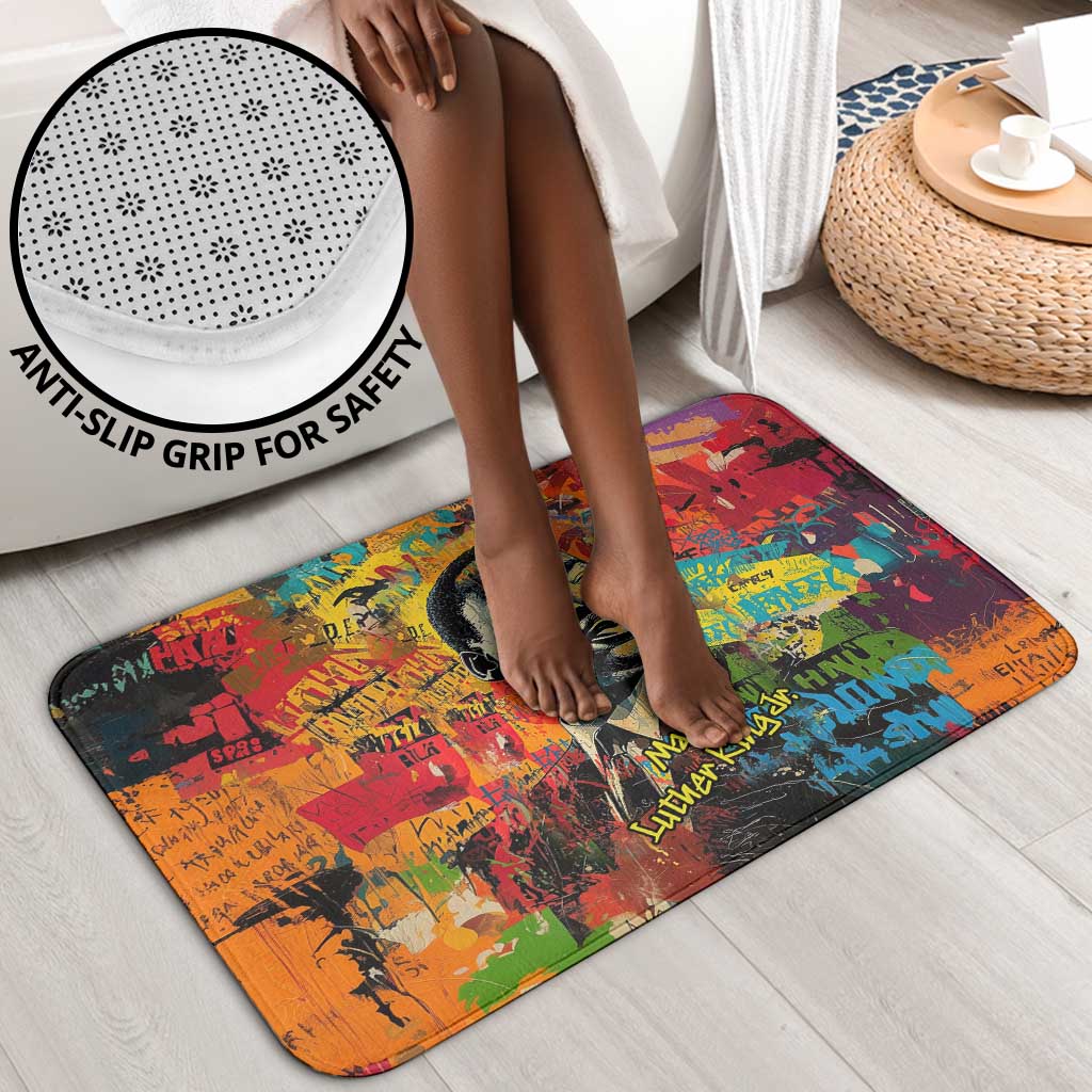 Martin Luther King Jr Bathroom Set Colorful Street Art Portrait Black History Graffiti Style - African Pride