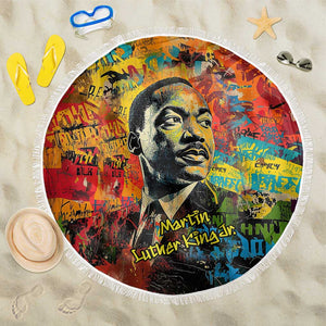 Martin Luther King Jr Beach Blanket Colorful Street Art Portrait Black History Graffiti Style - African Pride