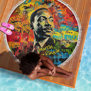 Martin Luther King Jr Beach Blanket Colorful Street Art Portrait Black History Graffiti Style - African Pride