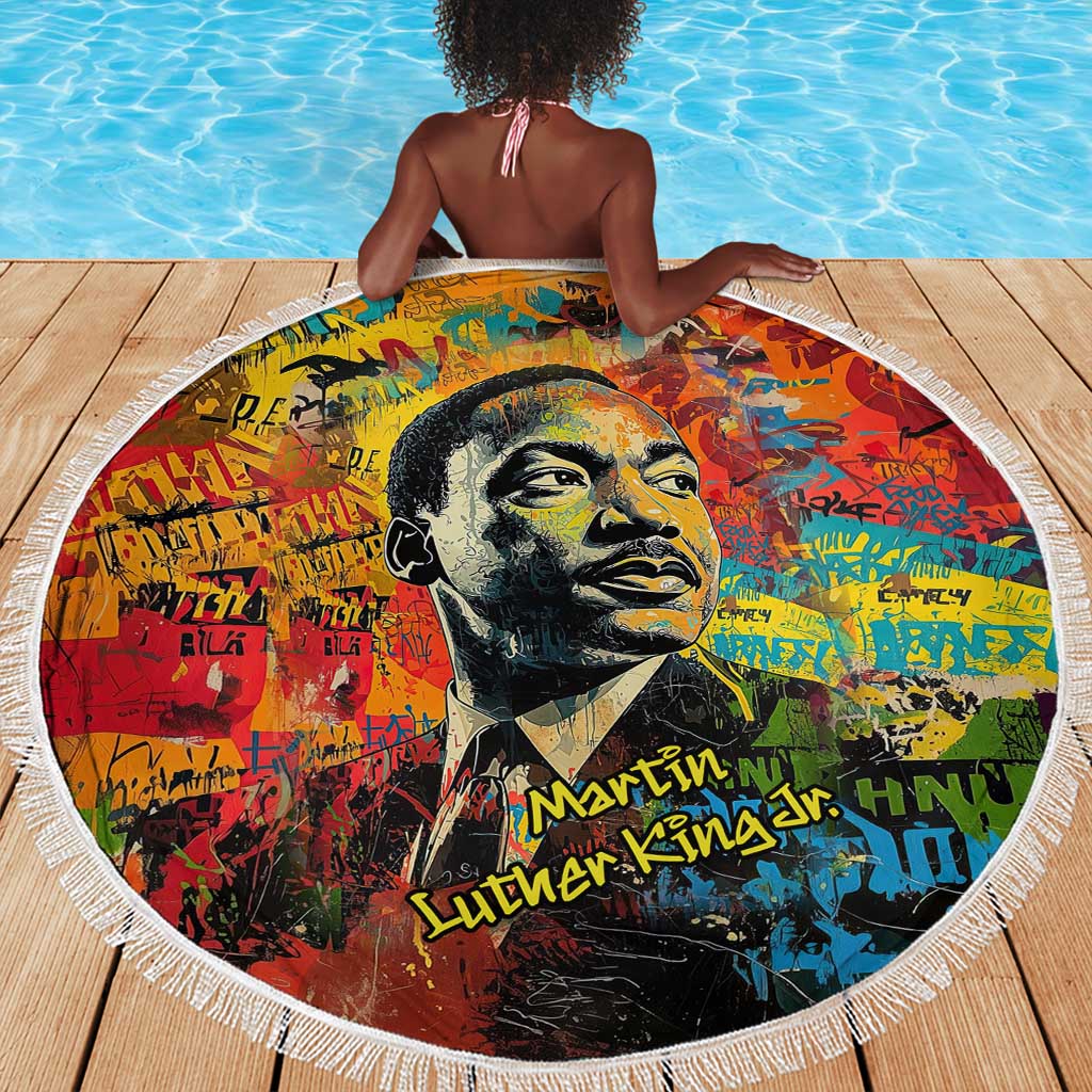 Martin Luther King Jr Beach Blanket Colorful Street Art Portrait Black History Graffiti Style - African Pride