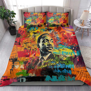 Martin Luther King Jr Bedding Set Colorful Street Art Portrait Black History Graffiti Style - African Pride