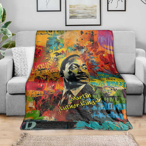 Martin Luther King Jr Blanket Colorful Street Art Portrait Black History Graffiti Style - African Pride