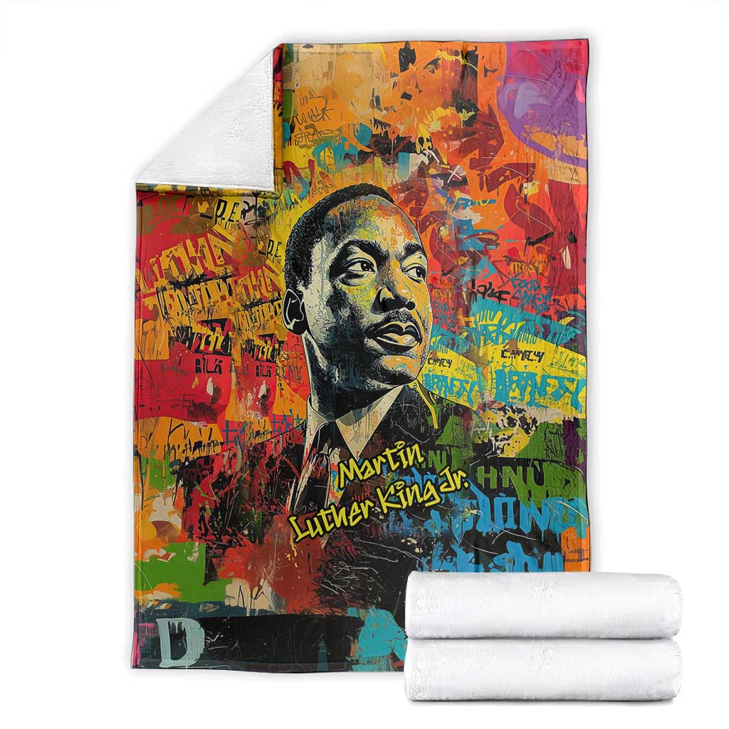Martin Luther King Jr Blanket Colorful Street Art Portrait Black History Graffiti Style - African Pride