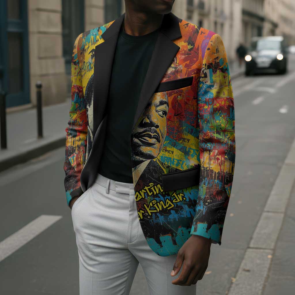 Martin Luther King Jr Blazer Colorful Street Art Portrait Black History Graffiti Style - African Pride