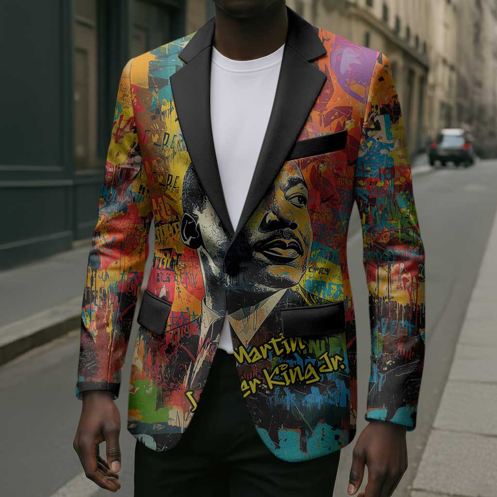 Martin Luther King Jr Blazer Colorful Street Art Portrait Black History Graffiti Style - African Pride