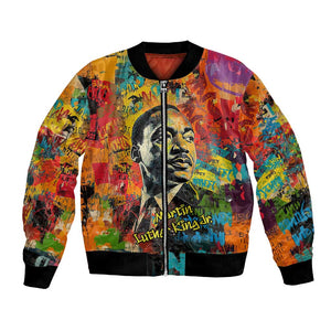 Martin Luther King Jr Bomber Jacket Colorful Street Art Portrait Black History Graffiti Style - African Pride