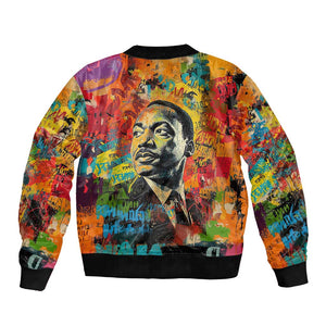 Martin Luther King Jr Bomber Jacket Colorful Street Art Portrait Black History Graffiti Style - African Pride