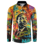 Martin Luther King Jr Button Sweatshirt Colorful Street Art Portrait Black History Graffiti Style
